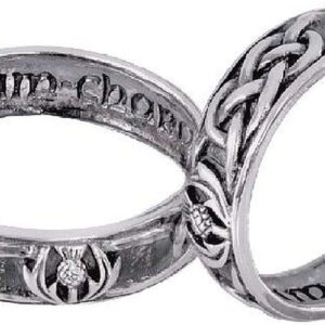 Celtic Eternity Knotwork Scottish Thistle Flower Of Scotland 'Anam-Charaid' Wedding And Commitment Band Ring