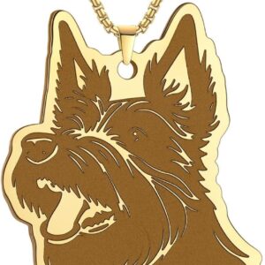 unisex Laser Carved Exquisite Necklace Scottish Terrier Pendant Necklace Birthday Commemorative Gift