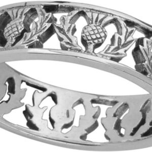 Women's 925 Sterling Silver Scottish Thistle - Flower Of Scotland Band Ring